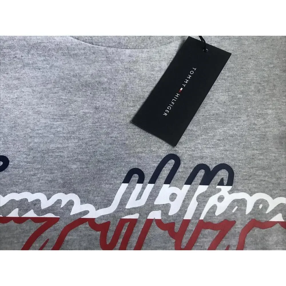 Tommy Hilfiger $34 Men's Crew Neck Short Sleeve Gray T- Shirt Top Logo Size L